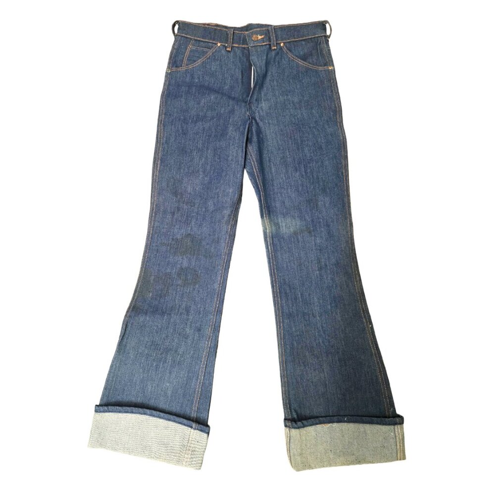 Stylish Vintage flared blue denim jeans. 31 x 36 size. Never worn. Thick Denim